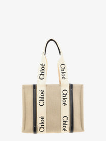 Chloé Women's Woody Linen Shoulder Bag White