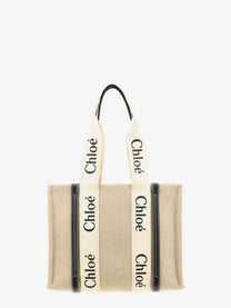 Chloé Women's Woody Linen Shoulder Bag White