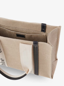 Chloé Women's Woody Linen Shoulder Bag White