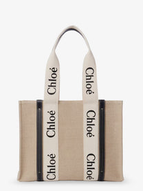 Chloé Women's Woody Linen Shoulder Bag White