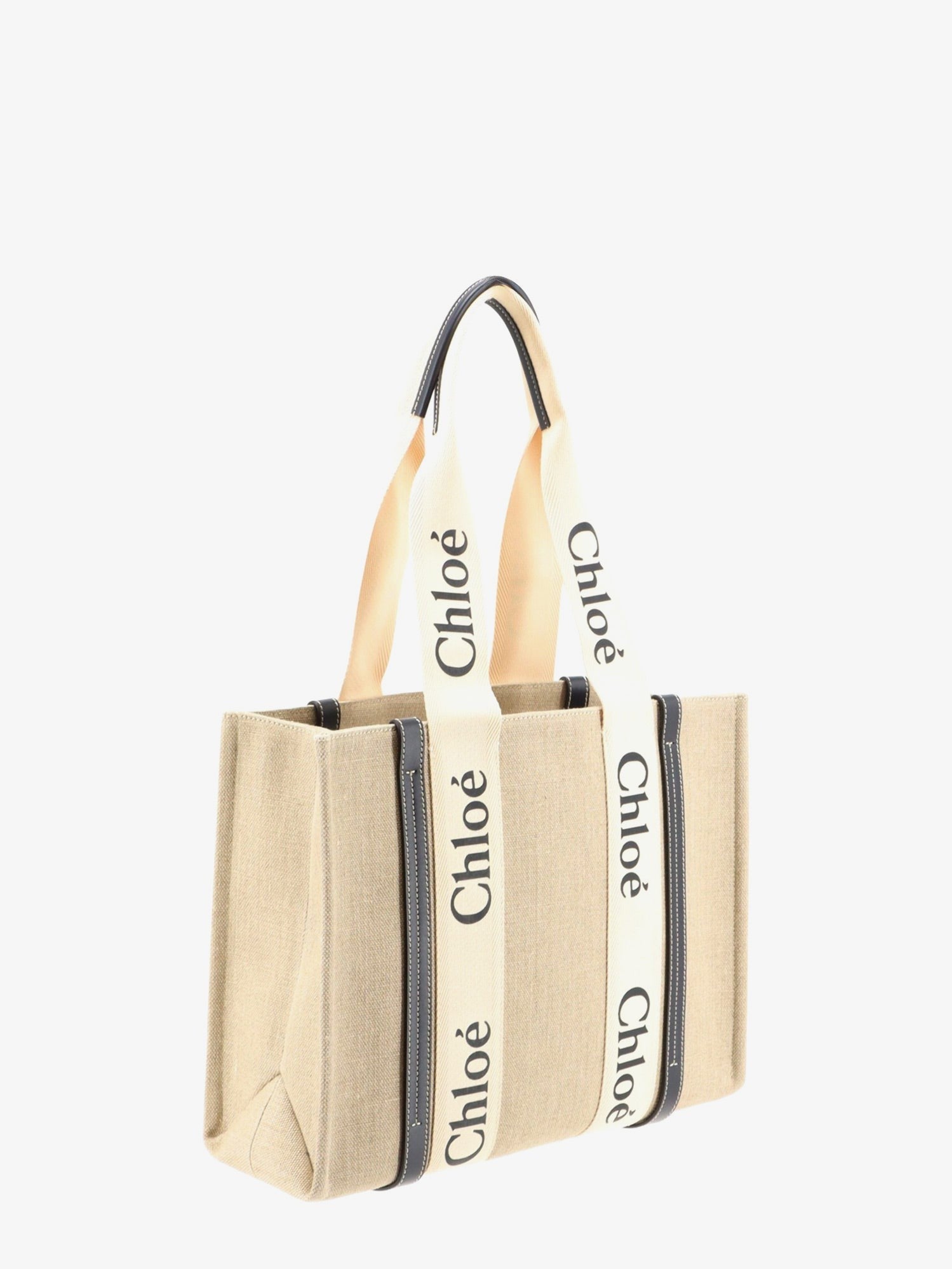Chloé Women's Woody Linen Shoulder Bag White