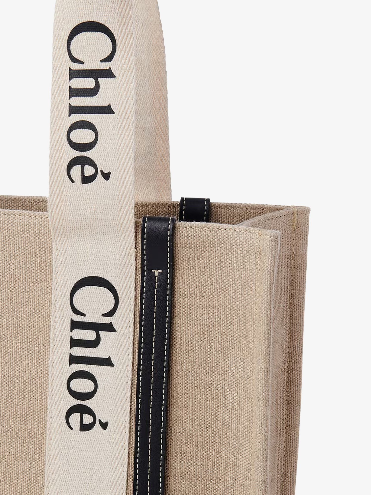 Chloé Women's Woody Linen Shoulder Bag White