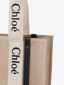 Chloé Women's Woody Linen Shoulder Bag White