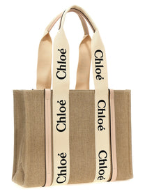 Chloé Woody Medium Shopping Bag Blue, view 2