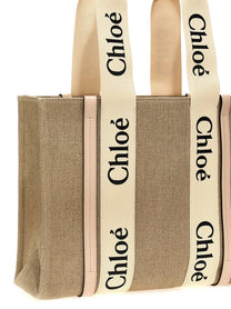 Chloé Woody Medium Shopping Bag Blue, view 3