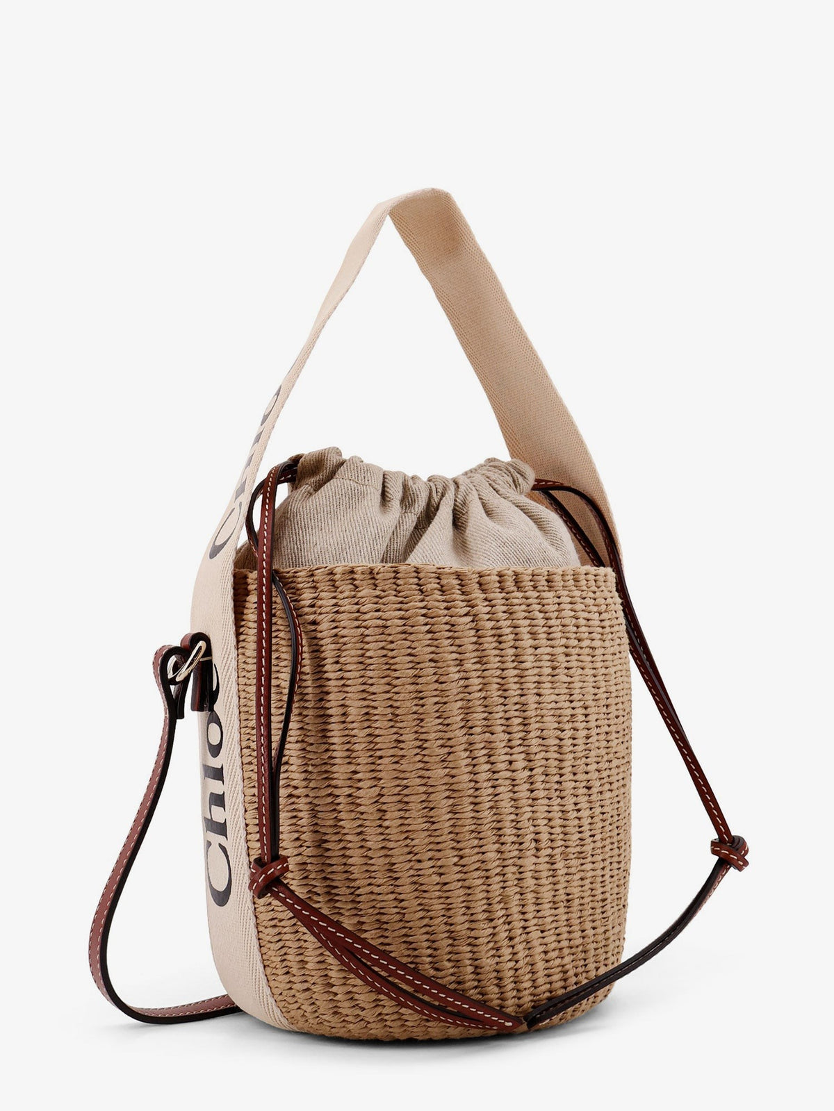 Chloé Women's Woody Raffia Bucket Bag White, view 3