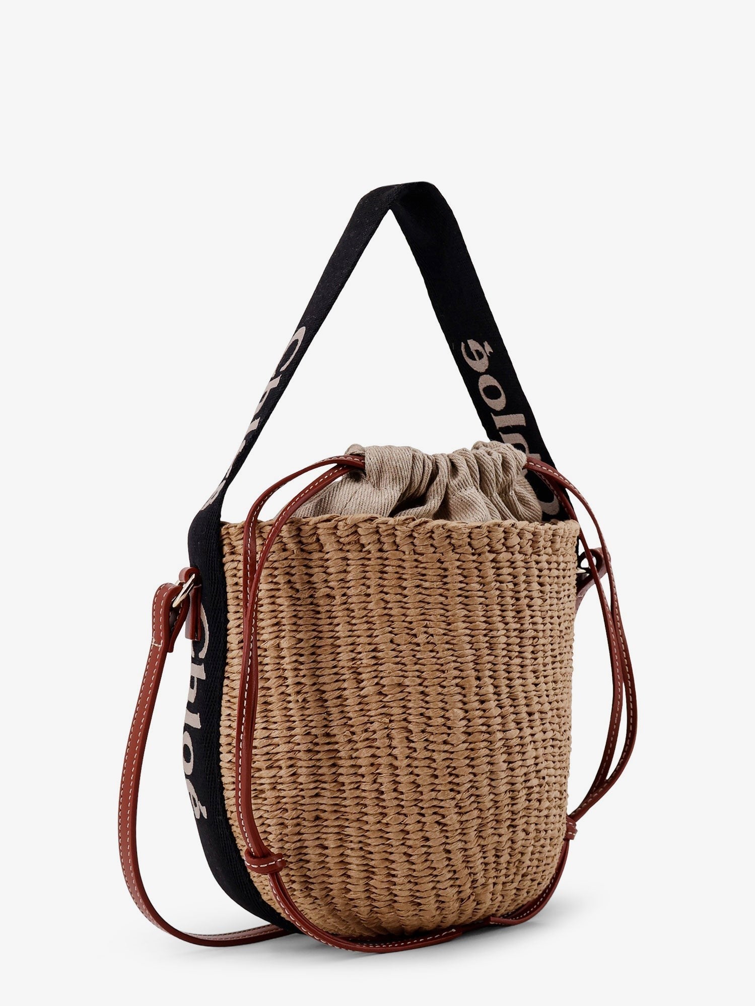 Chloé Women's Woody Raffia Bucket Bag Black