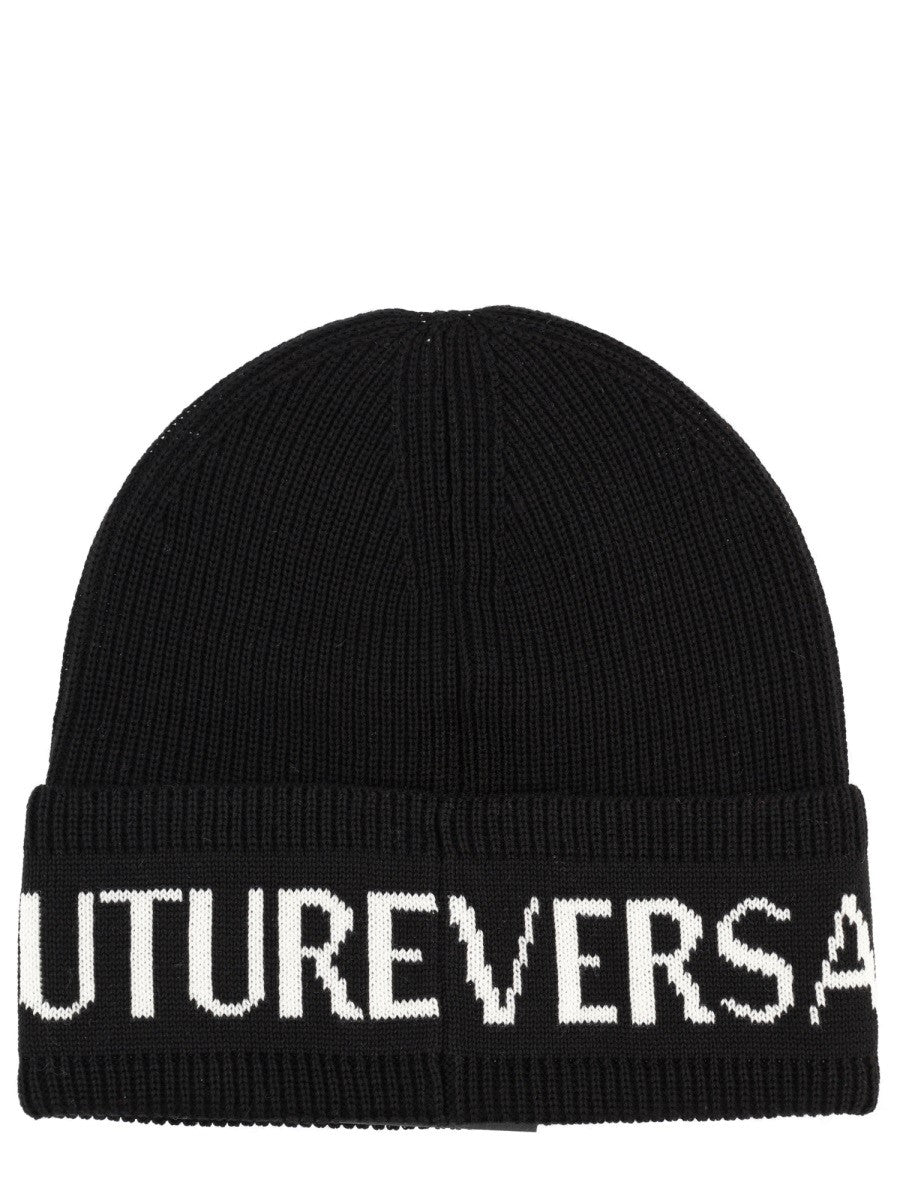 Versace Jeans Couture Men's Wool and Acrylic Beanie Black