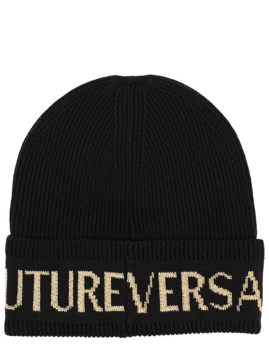 Versace Jeans Couture Men's Wool and Acrylic Beanie Black