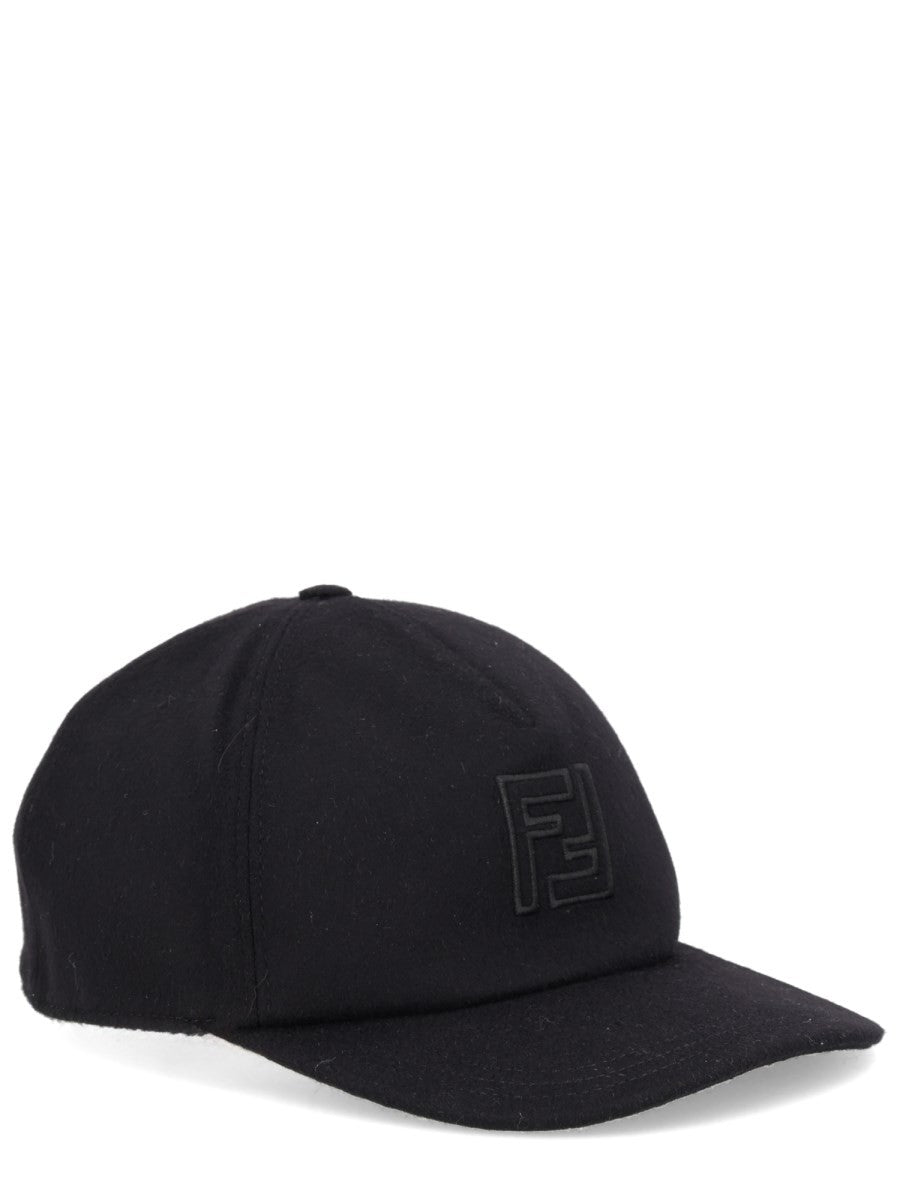 Fendi Men's Wool and Cashmere Baseball Hat Black