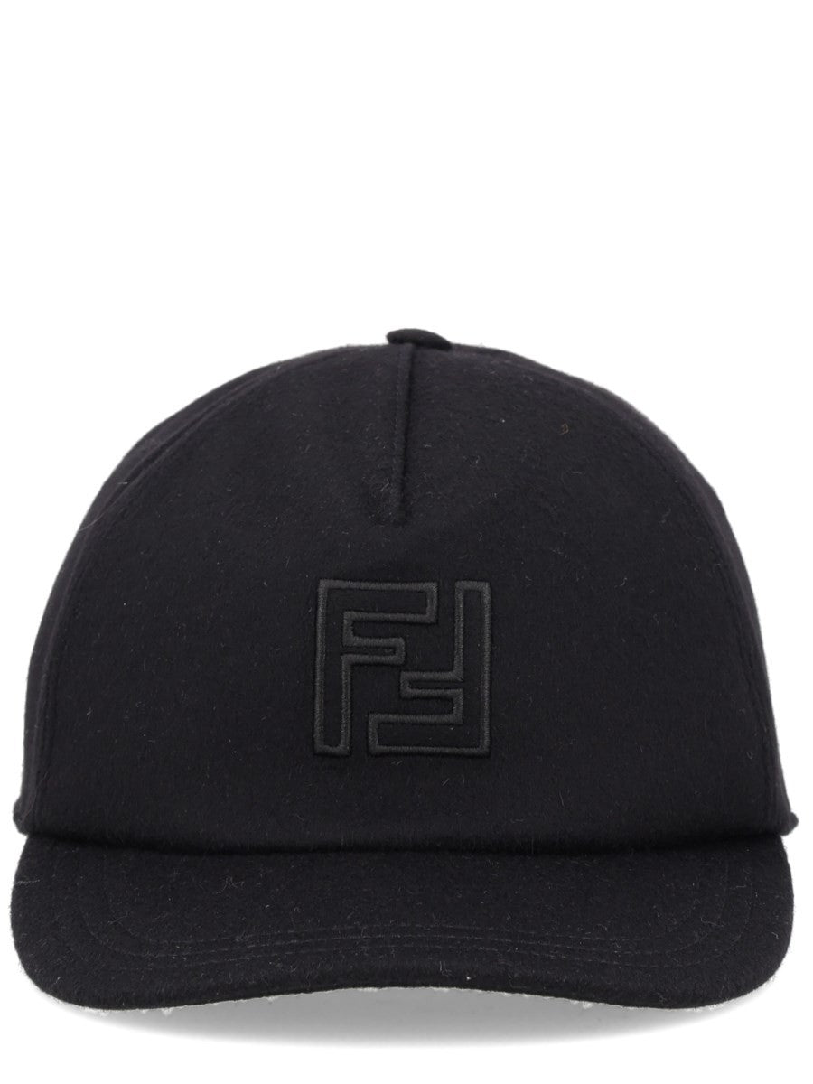Fendi Men's Wool and Cashmere Baseball Hat Black