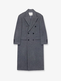 DUNST Unisex Wool and Cashmere Blend Double Breasted Coat Grey