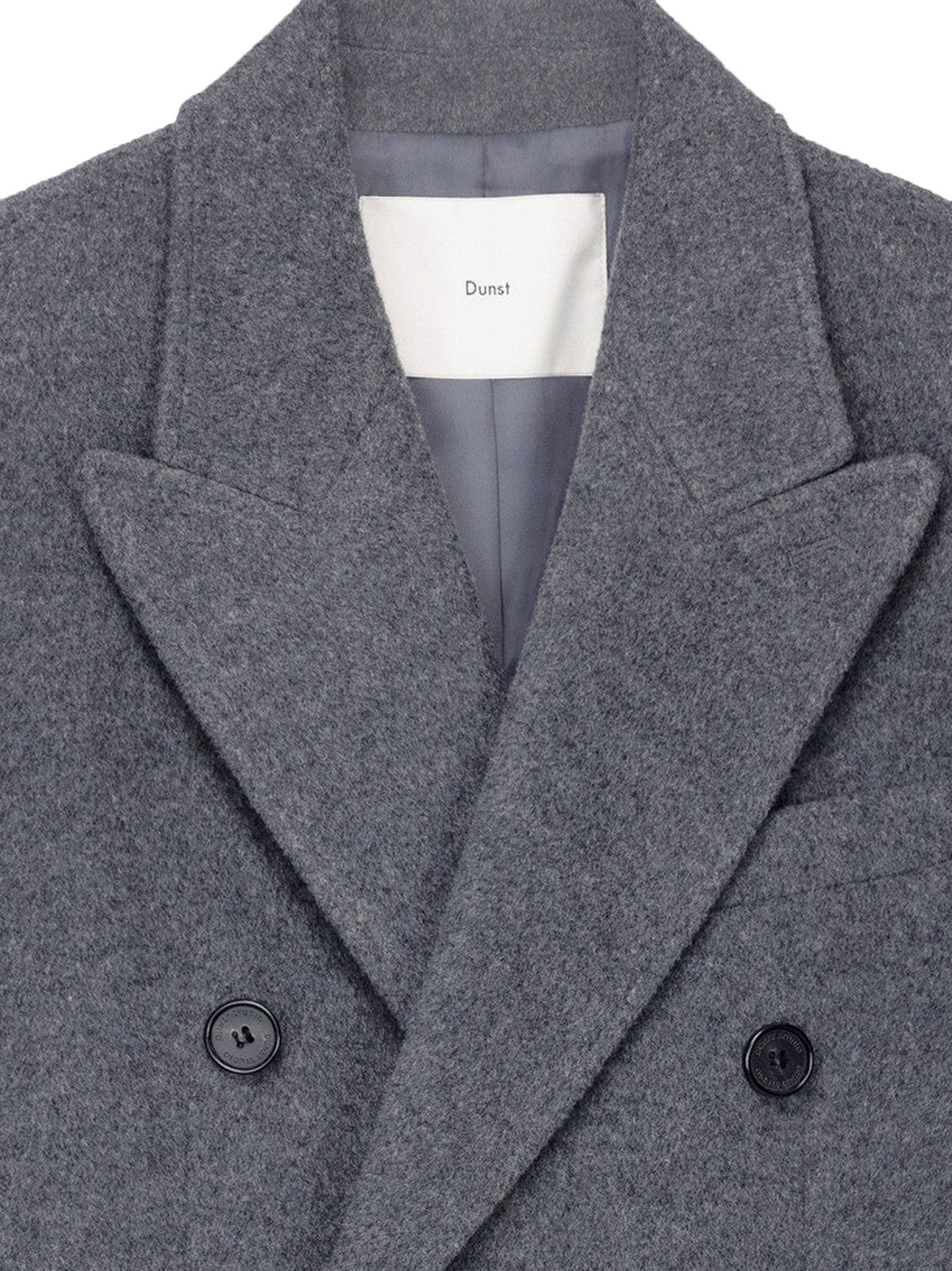 DUNST Unisex Wool and Cashmere Blend Double Breasted Coat Grey