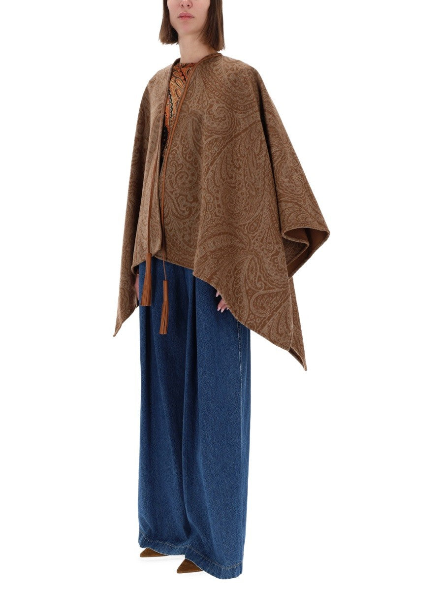 Etro Women's Wool and Cashmere Cape Brown