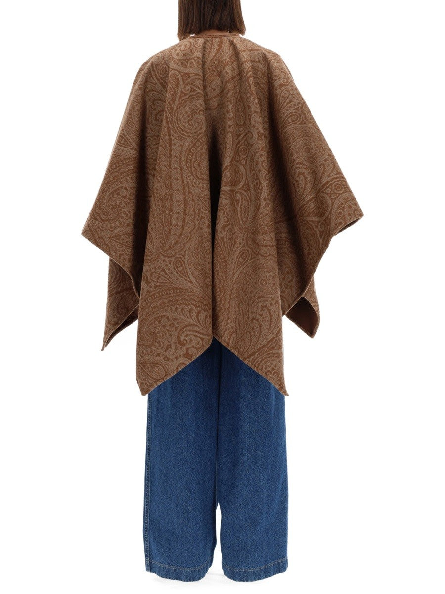 Etro Women's Wool and Cashmere Cape Brown