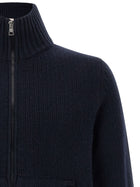 Moncler Wool and Cashmere Cardigan Blue, view 3
