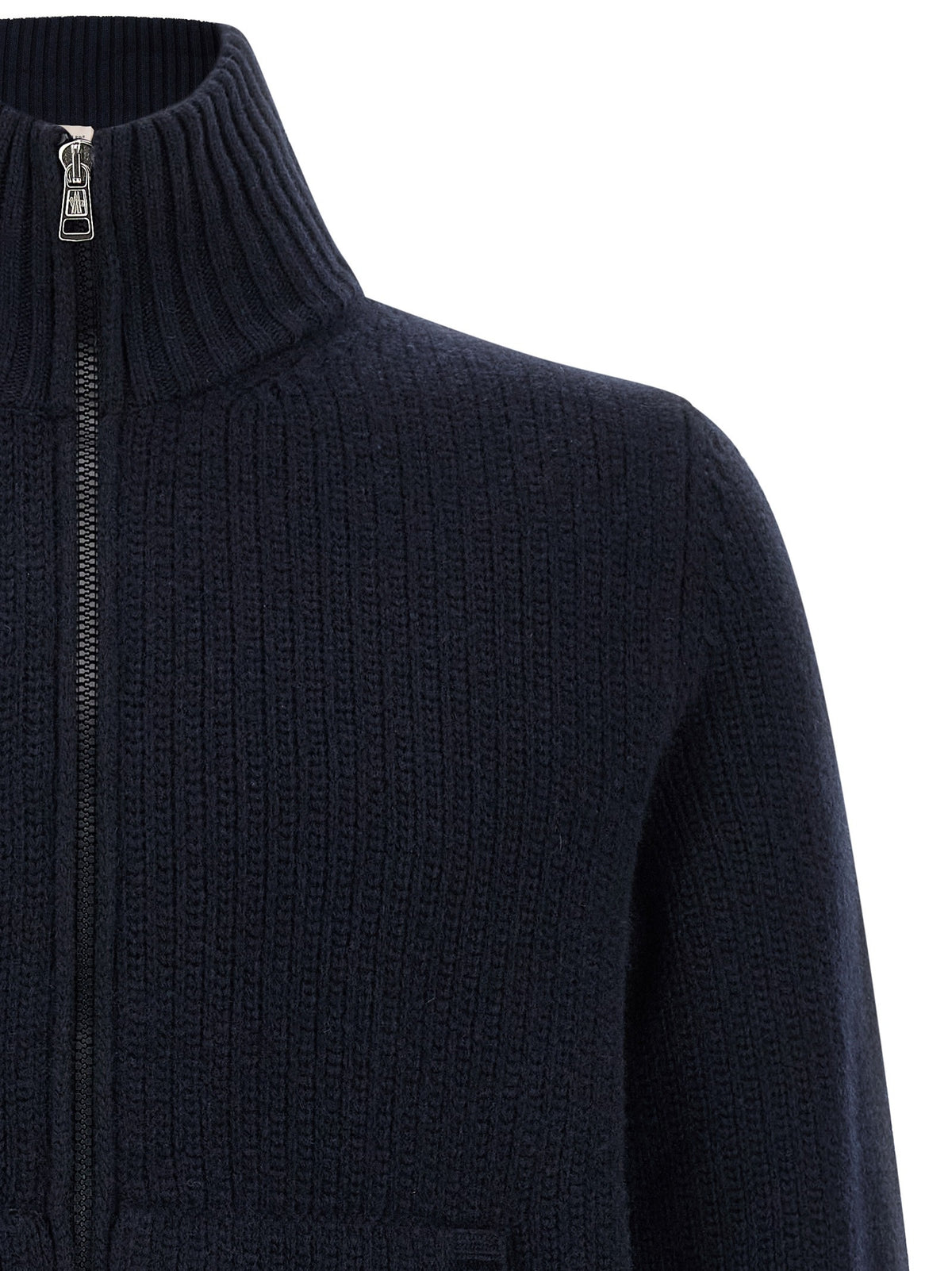 Moncler Wool and Cashmere Cardigan Blue, view 3