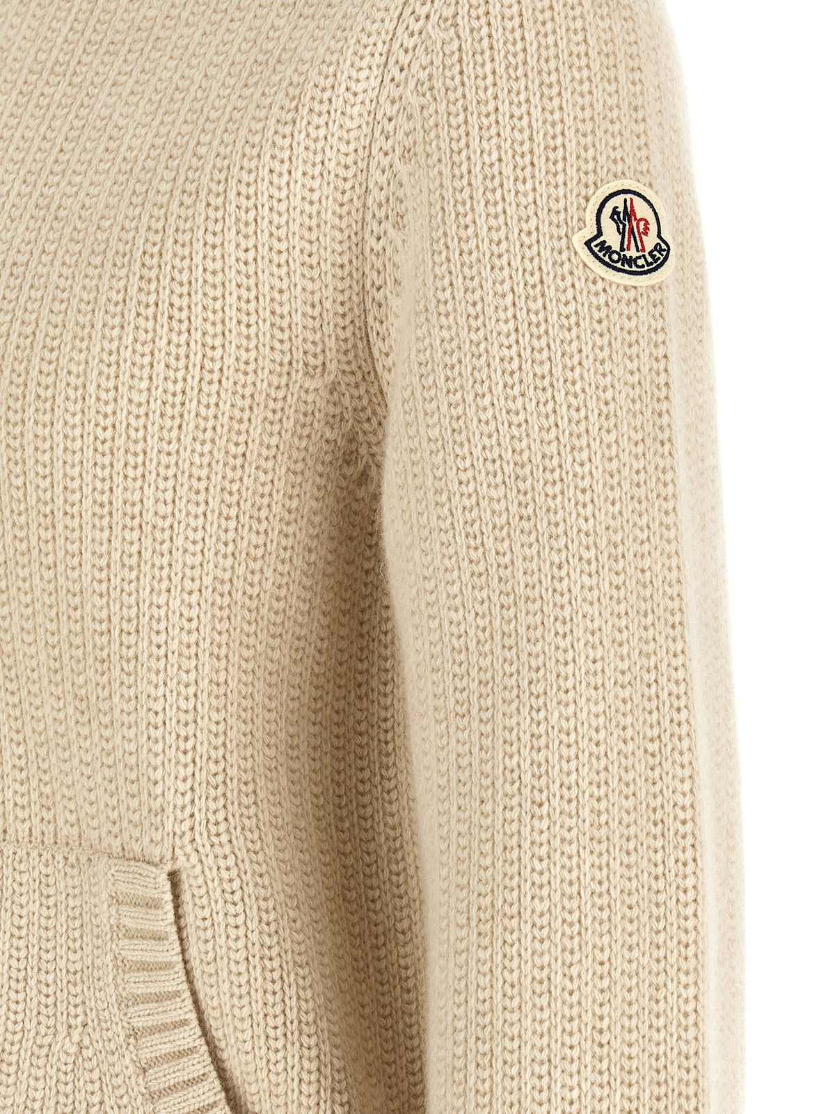 Moncler Wool and Cashmere Cardigan Beige, view 4