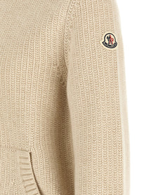 Moncler Wool and Cashmere Cardigan Beige, view 4