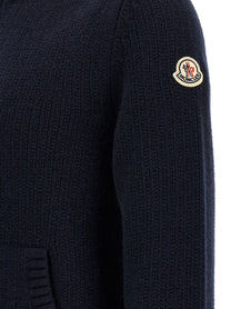Moncler Wool and Cashmere Cardigan Blue, view 4