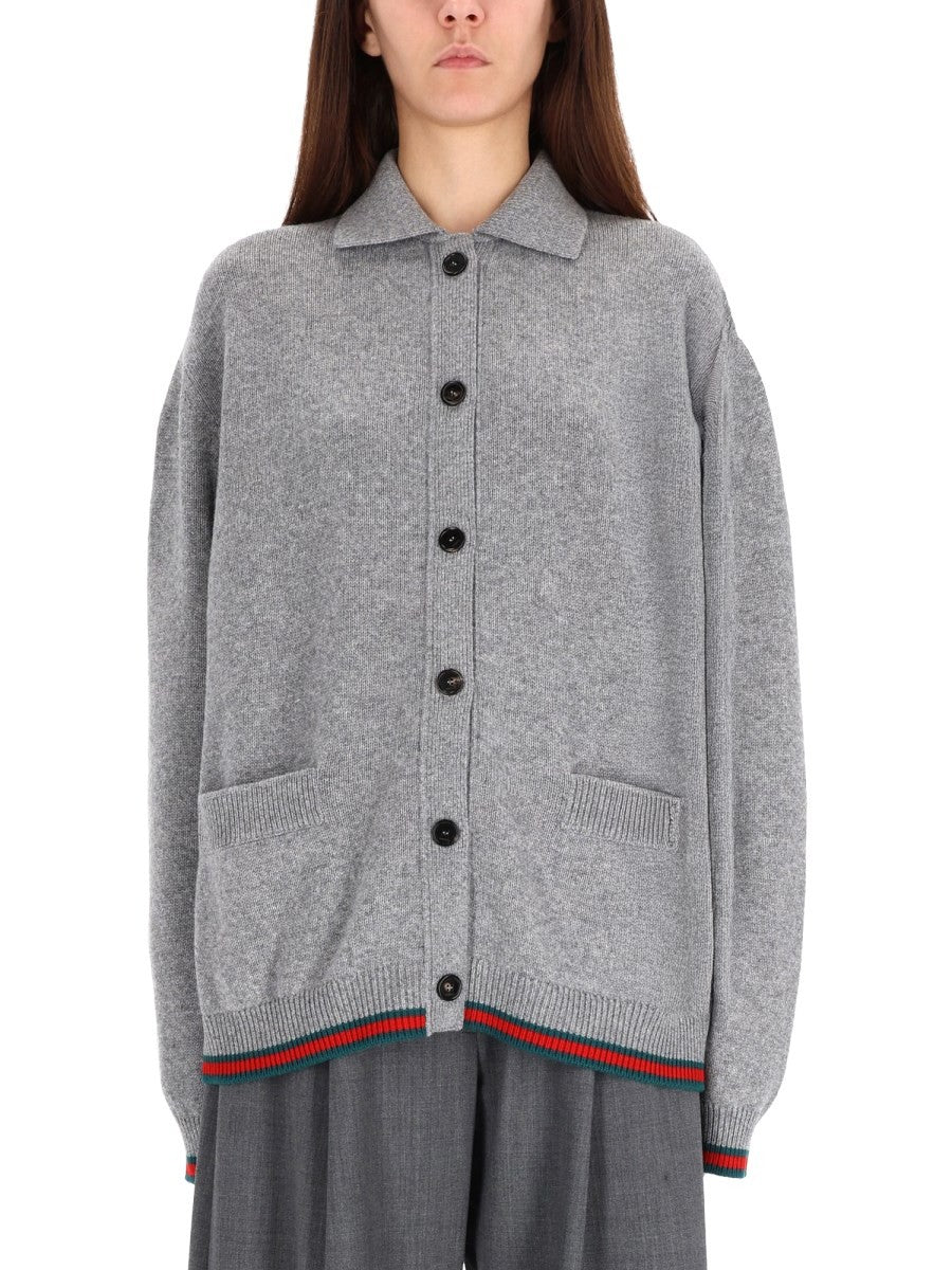 Gucci Women's Wool and Cashmere Cardigan Grey