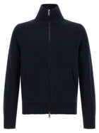 Moncler Wool and Cashmere Cardigan Blue