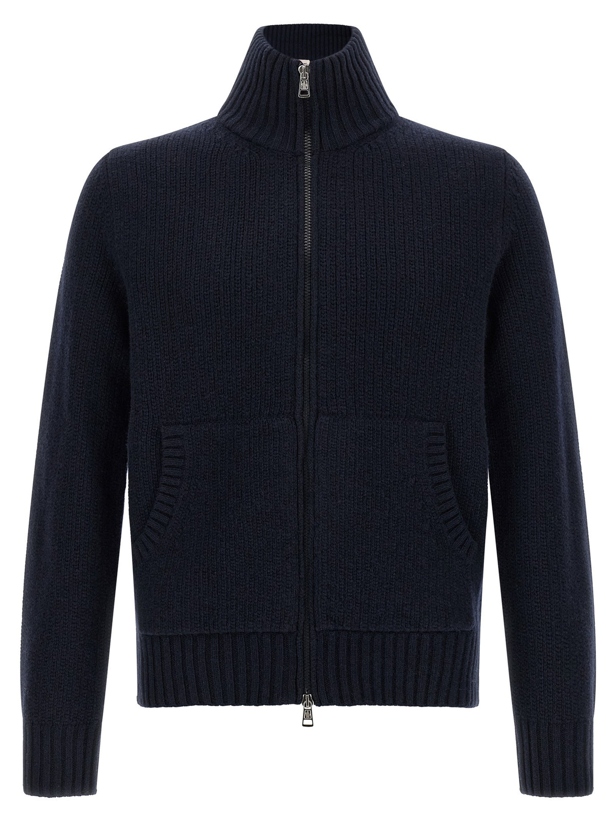 Moncler Wool and Cashmere Cardigan Blue