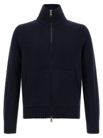 Moncler Wool and Cashmere Cardigan Blue