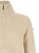 Moncler Wool and Cashmere Cardigan Beige, view 3