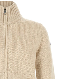 Moncler Wool and Cashmere Cardigan Beige, view 3