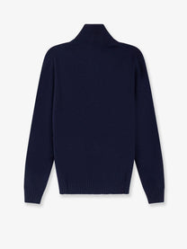 Alpha-Studio Men's Wool and Cashmere Half Zip Cardigan Blue