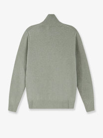 Alpha-Studio Men's Wool and Cashmere Half Zip Cardigan SALVIA