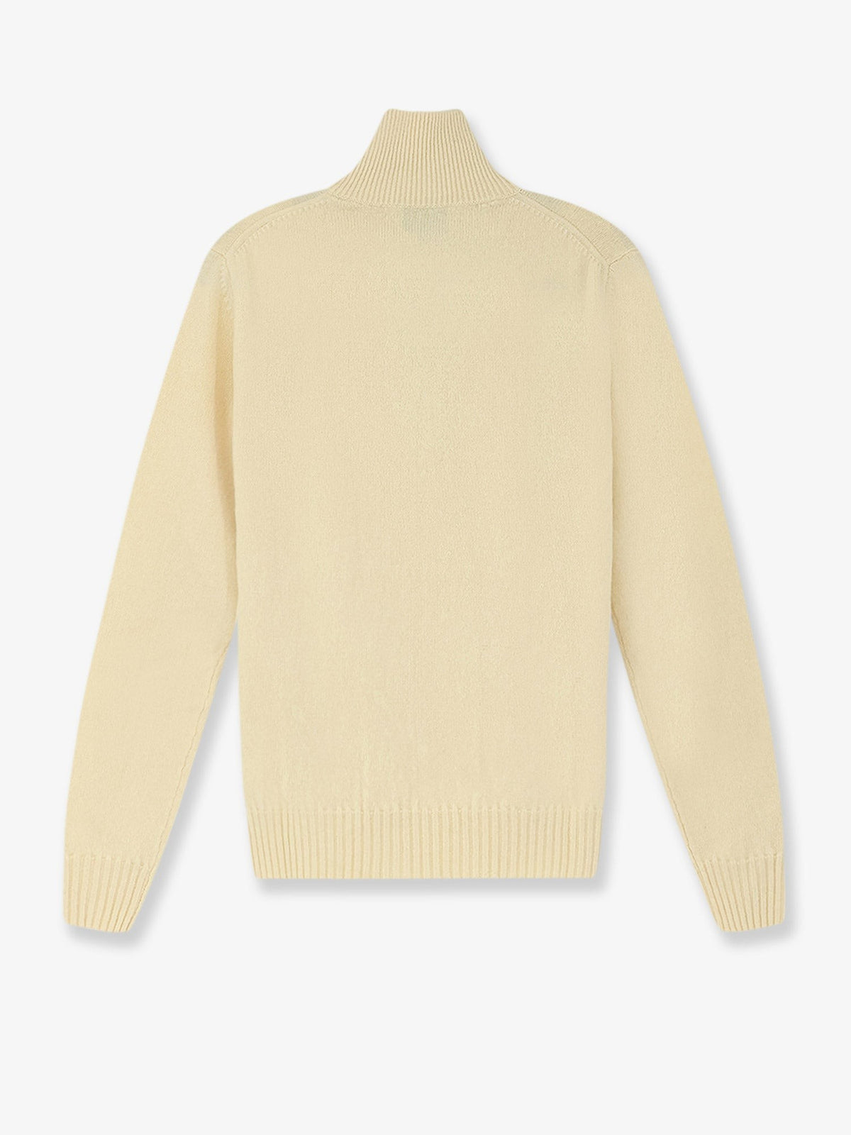 Alpha-Studio Men's Wool and Cashmere Half Zip Cardigan White