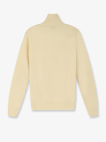 Alpha-Studio Men's Wool and Cashmere Half Zip Cardigan White