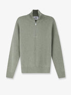 Alpha-Studio Men's Wool and Cashmere Half Zip Cardigan SALVIA