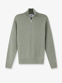 Alpha-Studio Men's Wool and Cashmere Half Zip Cardigan SALVIA