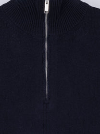 Alpha-Studio Men's Wool and Cashmere Half Zip Cardigan Blue