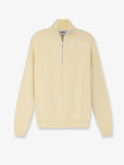Alpha-Studio Men's Wool and Cashmere Half Zip Cardigan White
