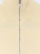 Alpha-Studio Men's Wool and Cashmere Half Zip Cardigan White