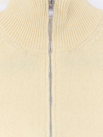 Alpha-Studio Men's Wool and Cashmere Half Zip Cardigan White