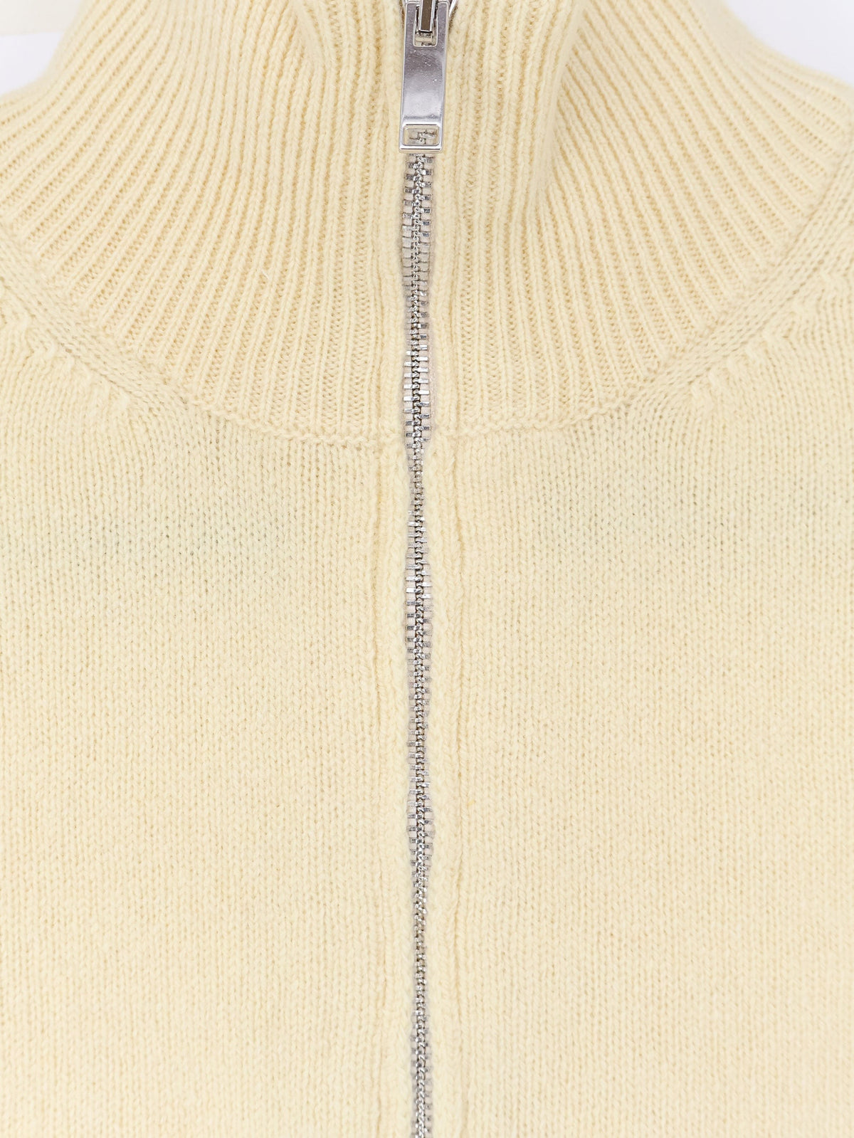 Alpha-Studio Men's Wool and Cashmere Half Zip Cardigan White