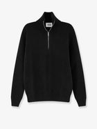 Alpha-Studio Men's Wool and Cashmere Half Zip Cardigan Black