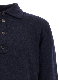 Zegna Wool and Cashmere Polo Shirt Blue