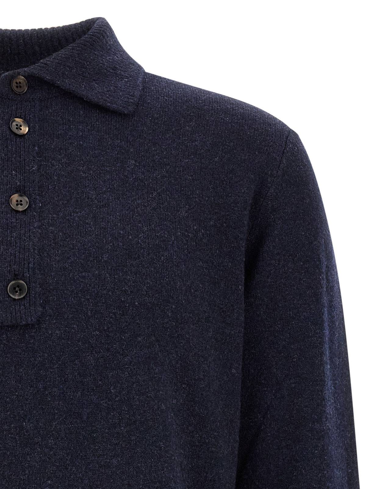 Zegna Wool and Cashmere Polo Shirt Blue
