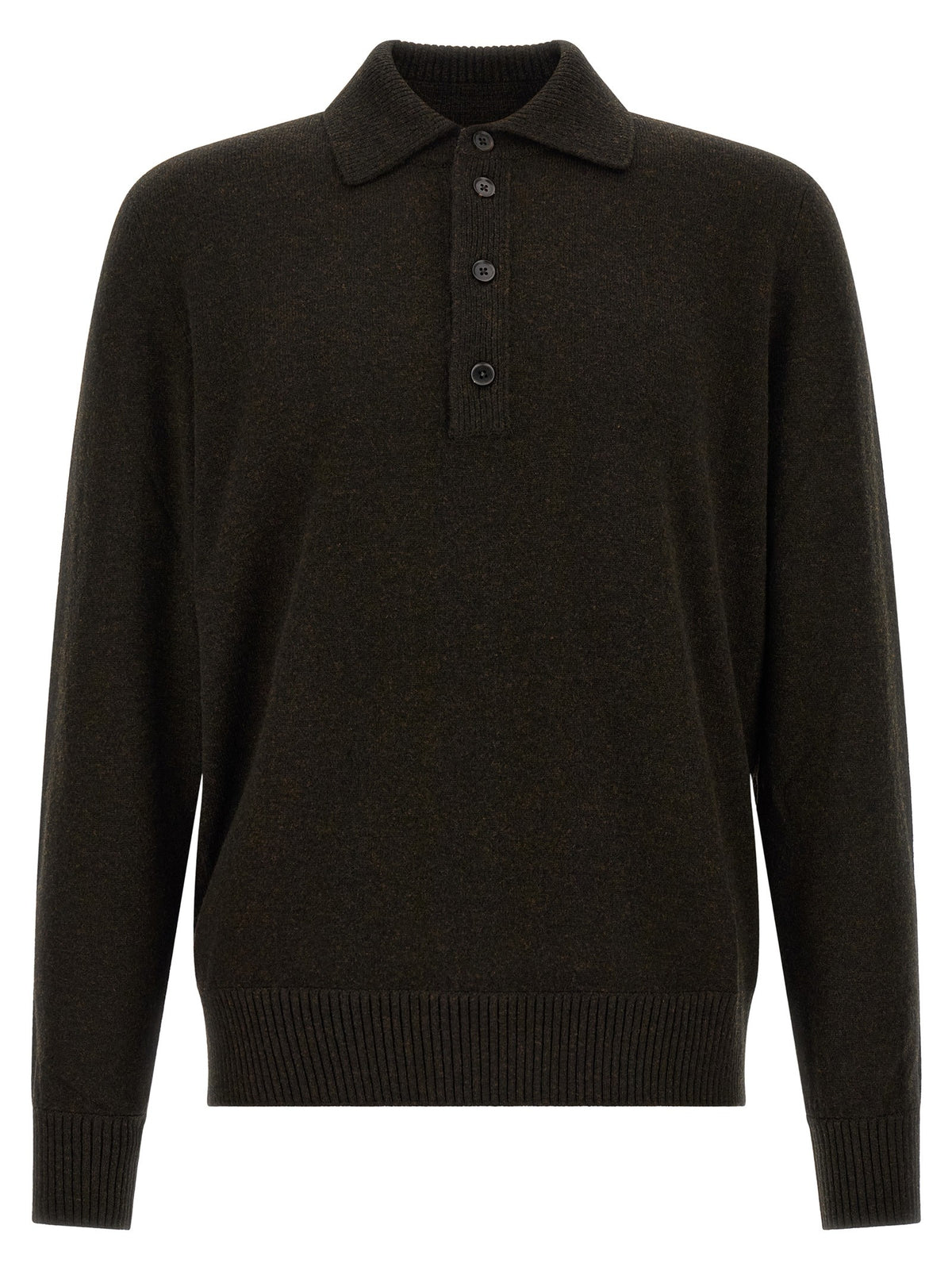 Zegna Wool and Cashmere Polo Shirt Brown