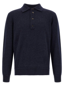 Zegna Wool and Cashmere Polo Shirt Blue