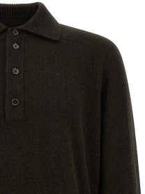 Zegna Wool and Cashmere Polo Shirt Brown