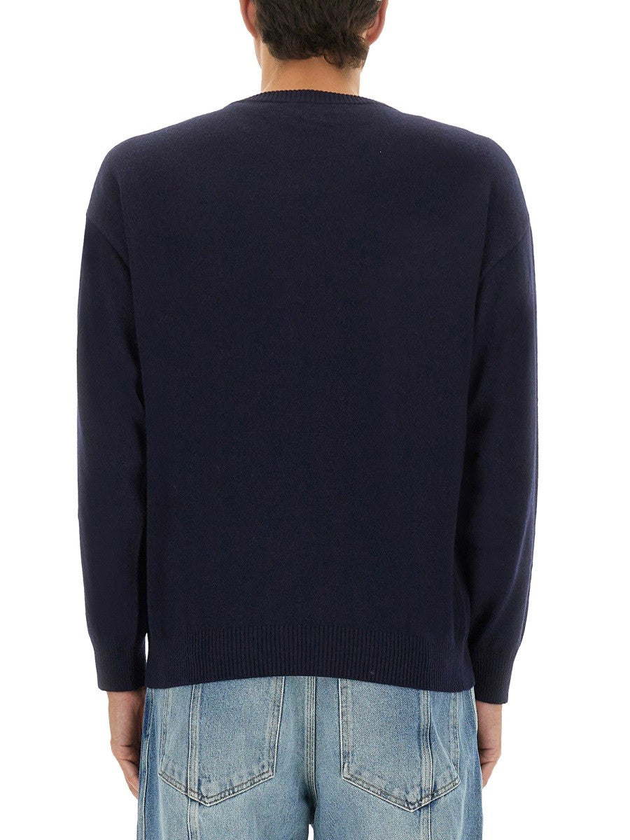 Moschino Men's Wool and Cashmere Pullover Blue