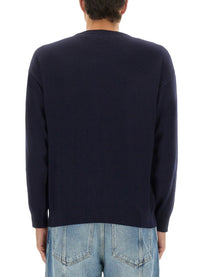 Moschino Men's Wool and Cashmere Pullover Blue