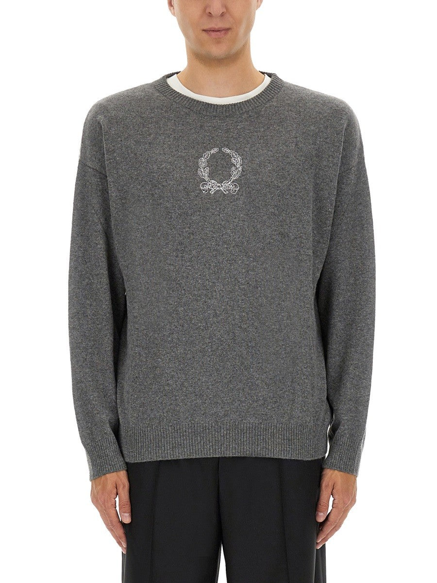 Moschino Men's Wool and Cashmere Pullover Grey